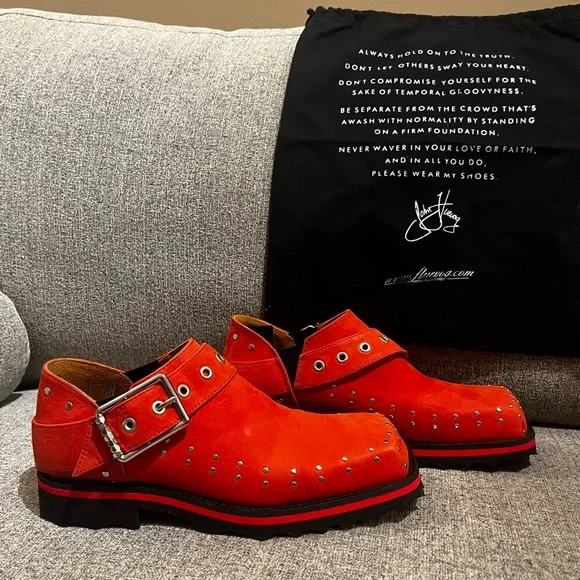 NEW John Fluevog Floyt leather slip on buckle shoes men size 5 women 7 - Picture 1 of 9